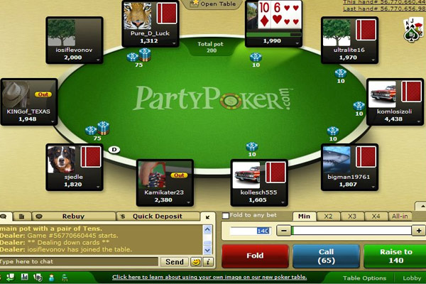 Party Poker Lobby